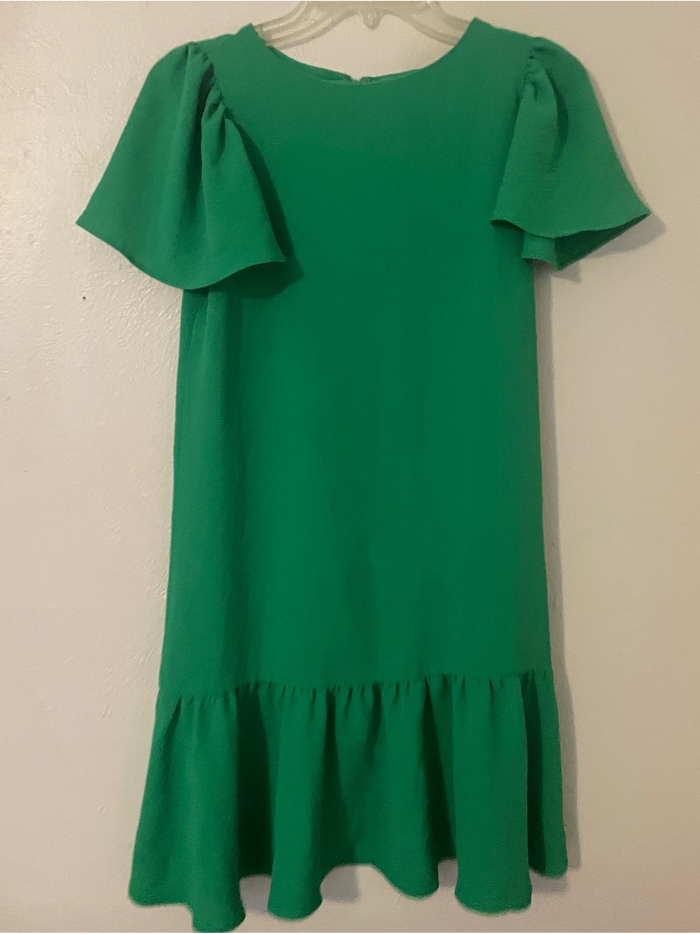 DKNY Green Tulip Sleeve Ruffle Hem Mini Dress Size 2 NWOT
